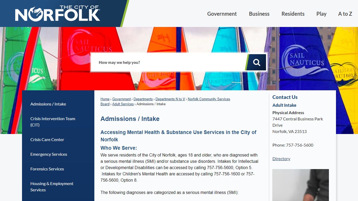 Admissions / Intake | City of Norfolk, Virginia - Official Website